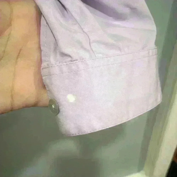 LeBon Marche size 1 purple button down shirt 100% cotton made in France - Picture 3 of 6